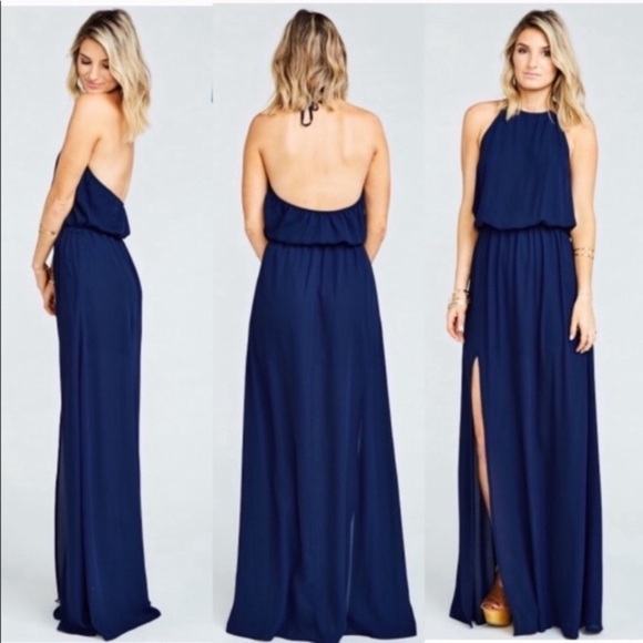 NWT Show Me Your Mumu Navy Heather Halter Dress - Picture 1 of 8